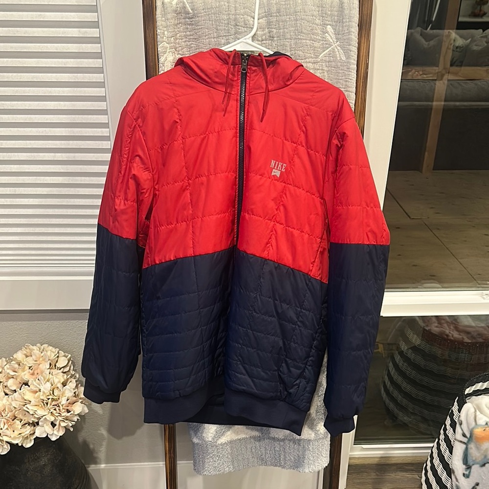 Nike Red and Blue Hooded Reversible Jacket
